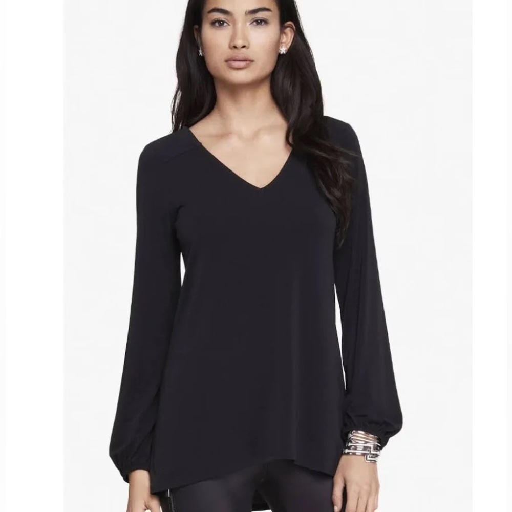 Express Tunic Lace Up Back Detail Long Sleeve Shirt